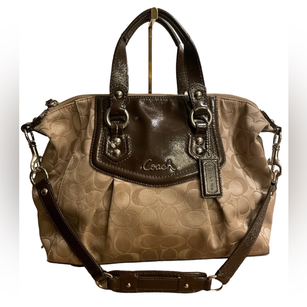 COACH - AUTH 2 way Classic Monogram in Patent Leather with satin finish canvas!